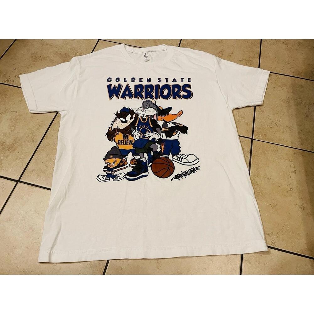 Golden State Warriors Space Jam Tune Squad Bugs Bunny Tee Shirt Men Large